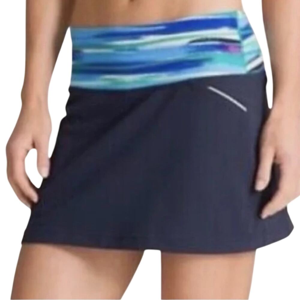 Athleta Relay Skort Active Skirt Size S Navy Blue Grenadine Airbrush